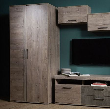 Шкаф Д-1 для одежды глубокий, Денвер (900*523*2020) Риббек серый, 31301