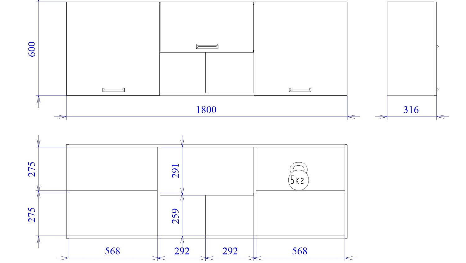 Шкаф ШГ-180 NEW, Смарт (1800*316*600) Серый, 22621