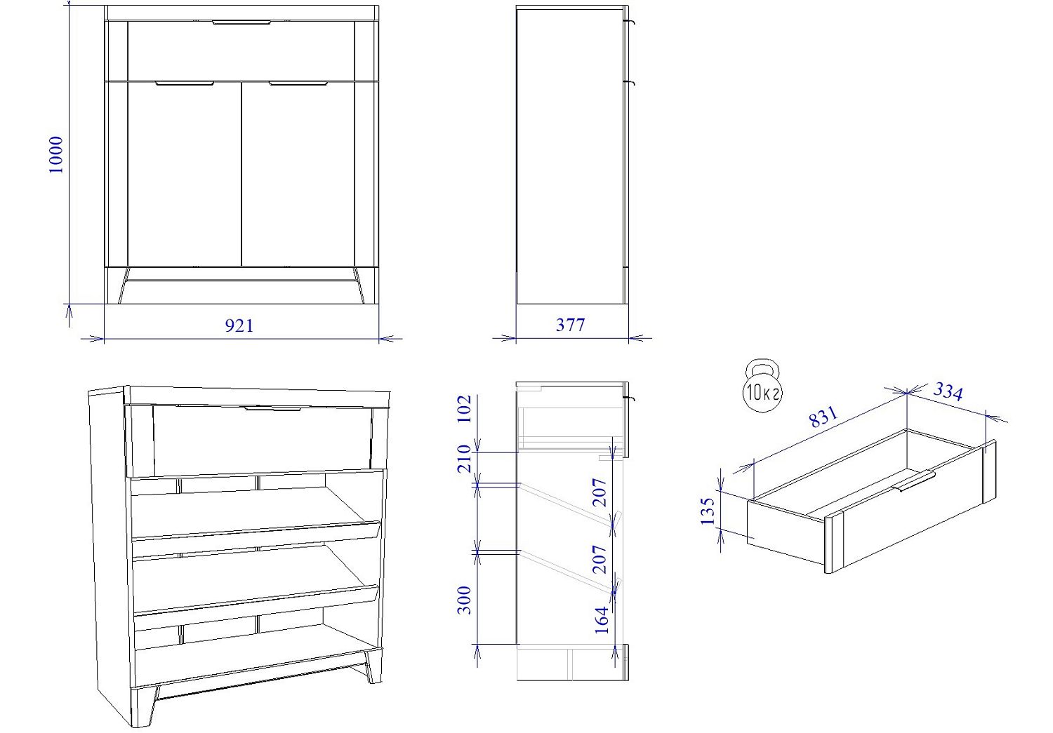 Тумба  высокая широкая, Юта (921*377*1000) Дуб Мария, 50606
