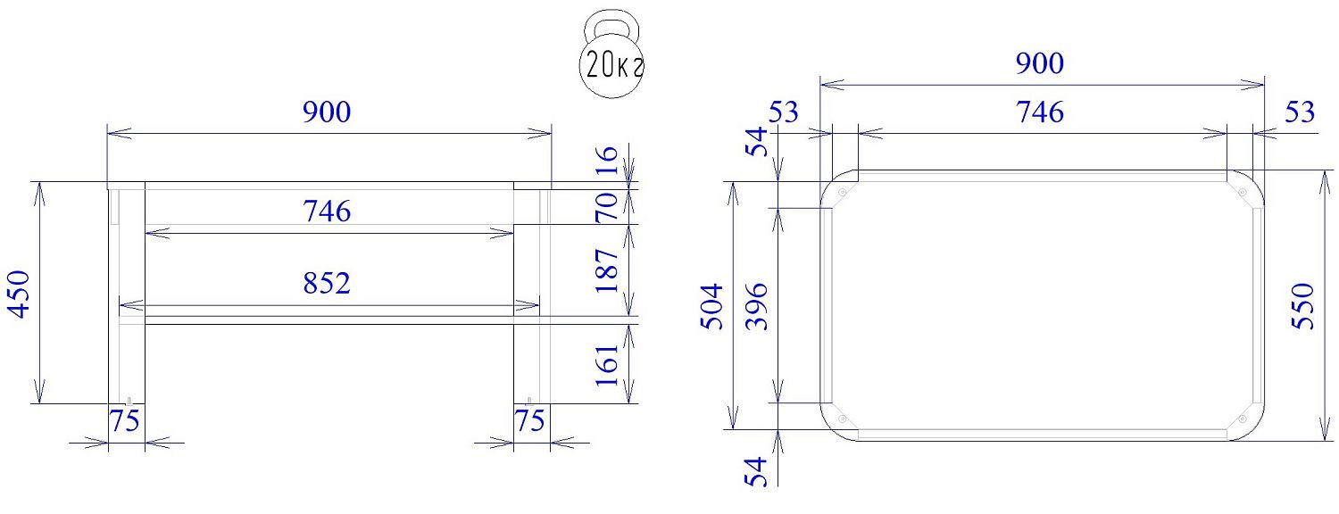 Стол журнальный, Лацио (900*550*450) Серый камень/Гладстоун белый, 60901