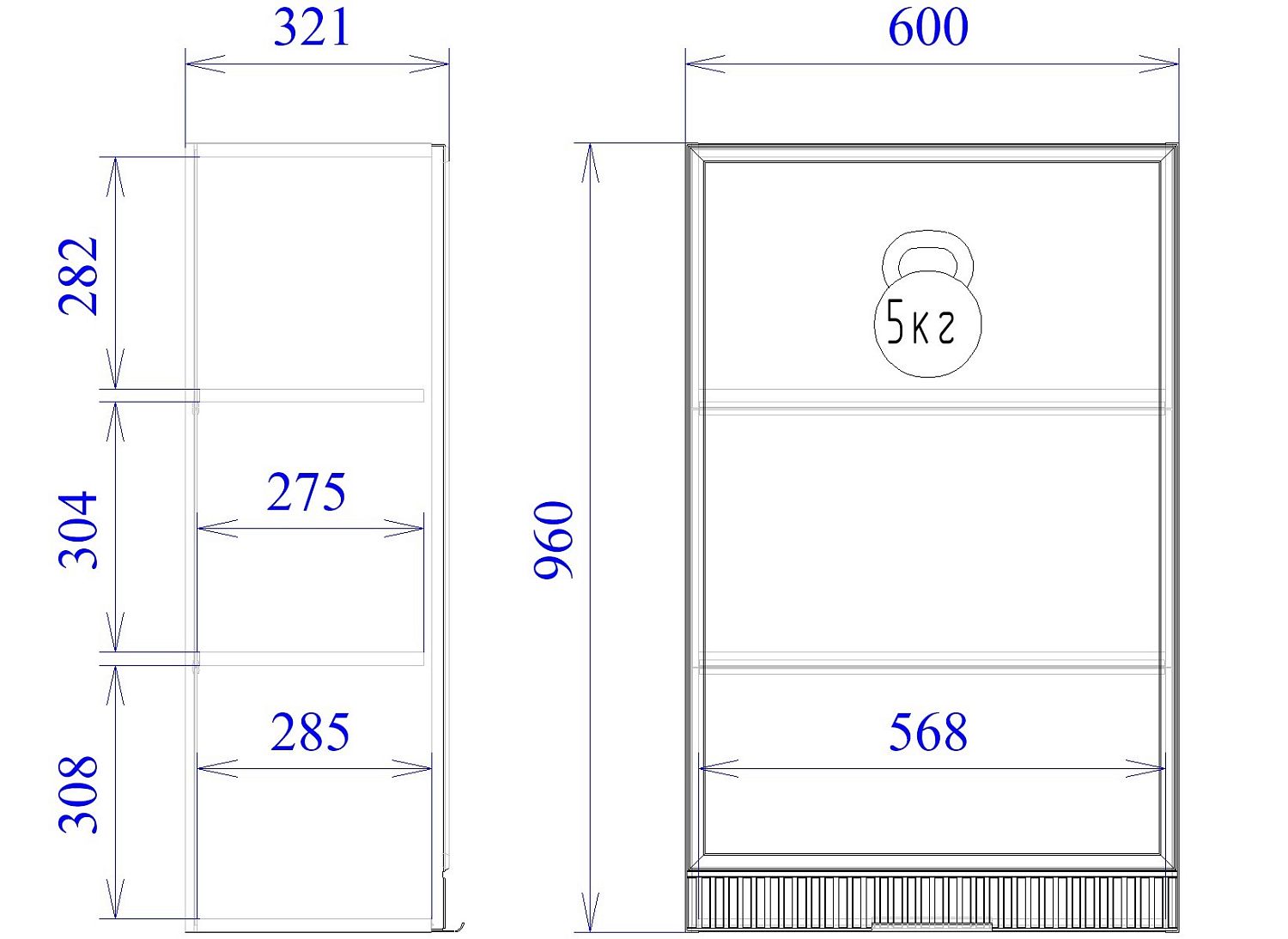 Шкаф 960 ШГ-60, Берта (600*321*960) Светлый Мокко, 22954