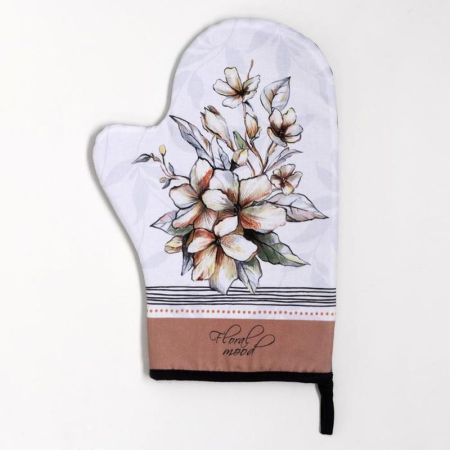Набор кух. "Floral mood"  варежка-прихватка 20х28см, прихватка 19х19см Белый,Серый, 6535975