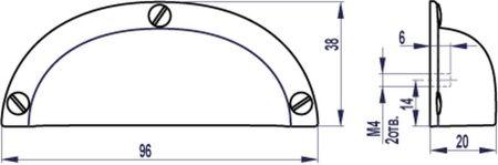 Ручка раковина FM-117 064 старое олово (2*10*4), FM-117 064