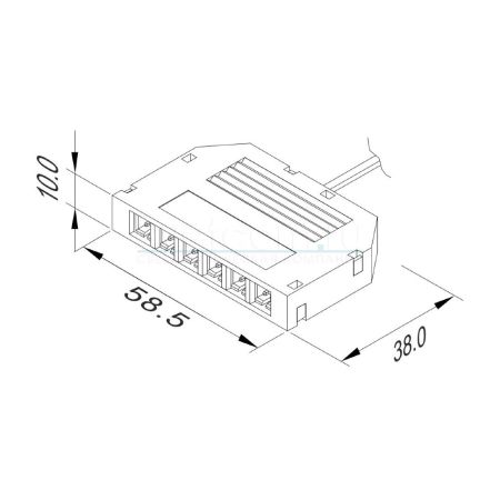 Провод соед. с усиленным паралл.разветвителем,12Вх6,max 7А,(выход 6 LED коннекторов L815 мама), черный, с пров. 2х0,75мм2, L=0,2м, 15.800.00.022