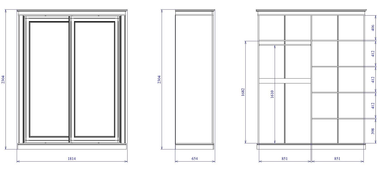 Шкаф-купе 2-х дверный, Сиена (1814*654*2304), двери комбинированные, Береза бежевая