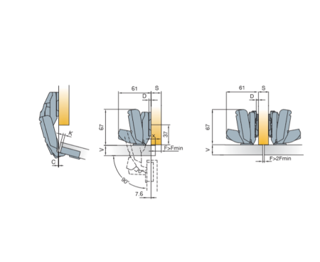 Петля T-Type 170/48/0 мм арт.702-0EL0-054-00, 702-0EL0-054-00