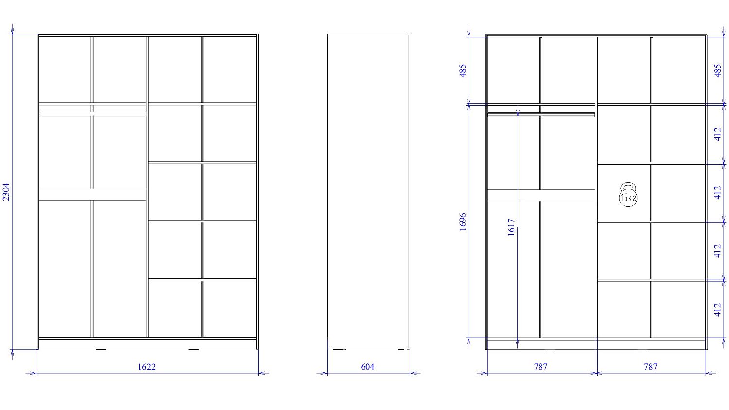 Шкаф купе с глухими дверями, Аврора (1624*604*2304) Дуб Мария/Кашемир