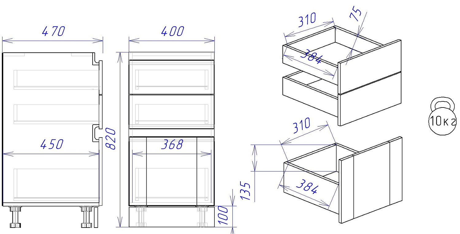 Стол с ящиками СЯ-40 NEW, Сити (400*470*820) Дуб Галифакс натуральный, 20846