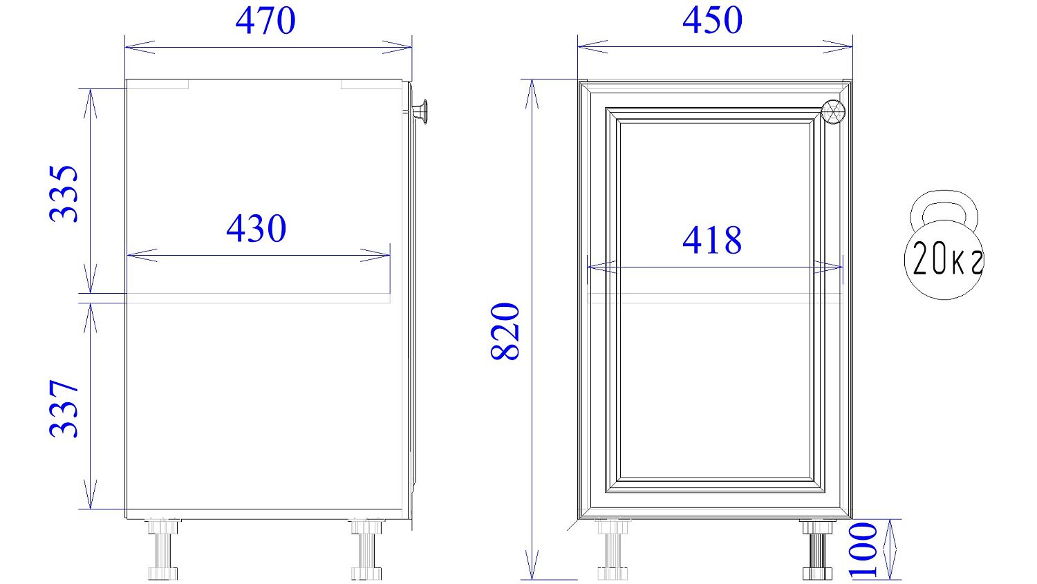 Стол С-45, Бьянка (450*470*820) Белый, 21107