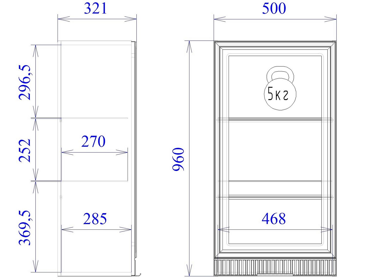 Шкаф 960 ШСТ-50, Берта (500*321*960) Светлый Мокко, 22961