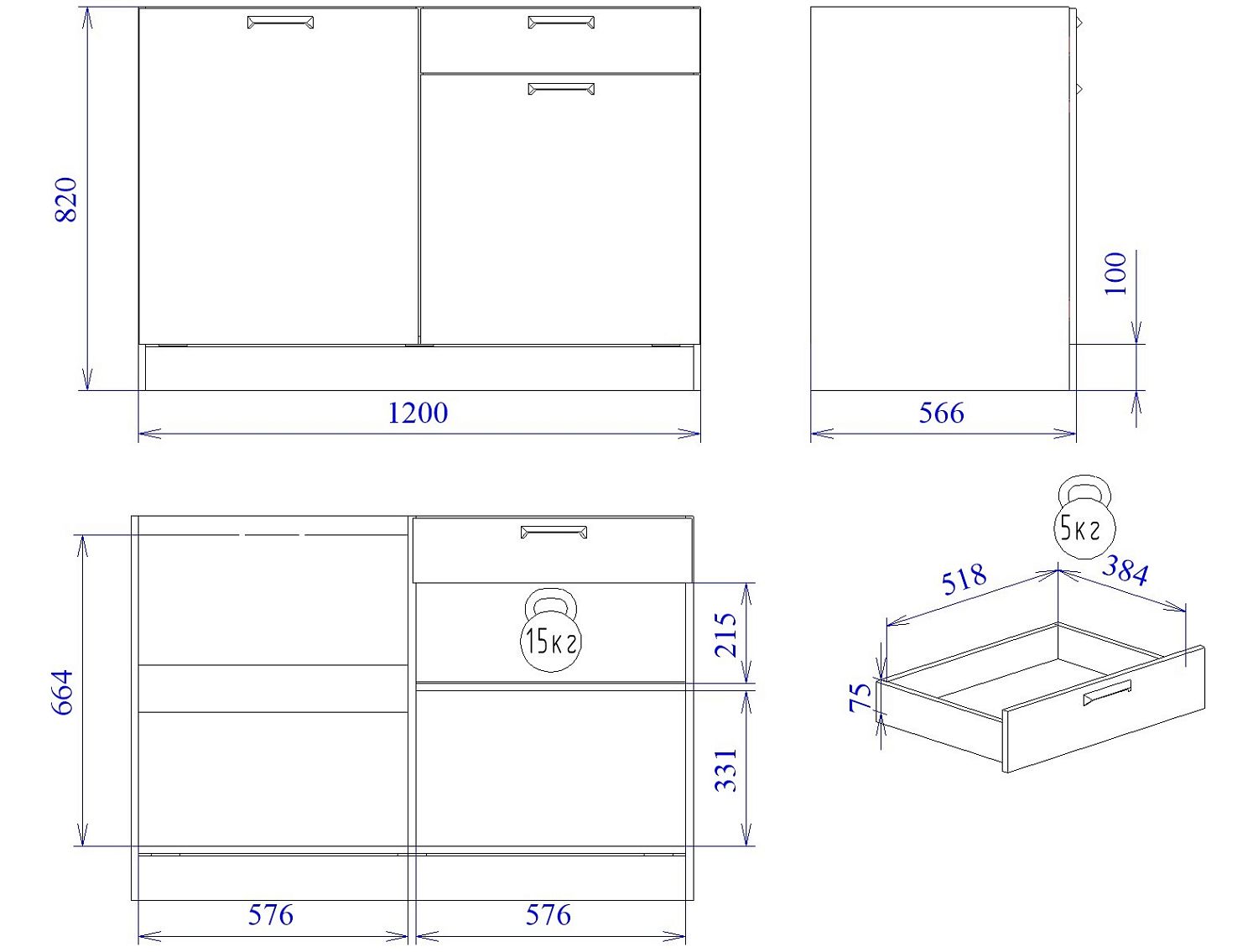 Стол С-120, Смарт (1200*566*820) Серый, 22601