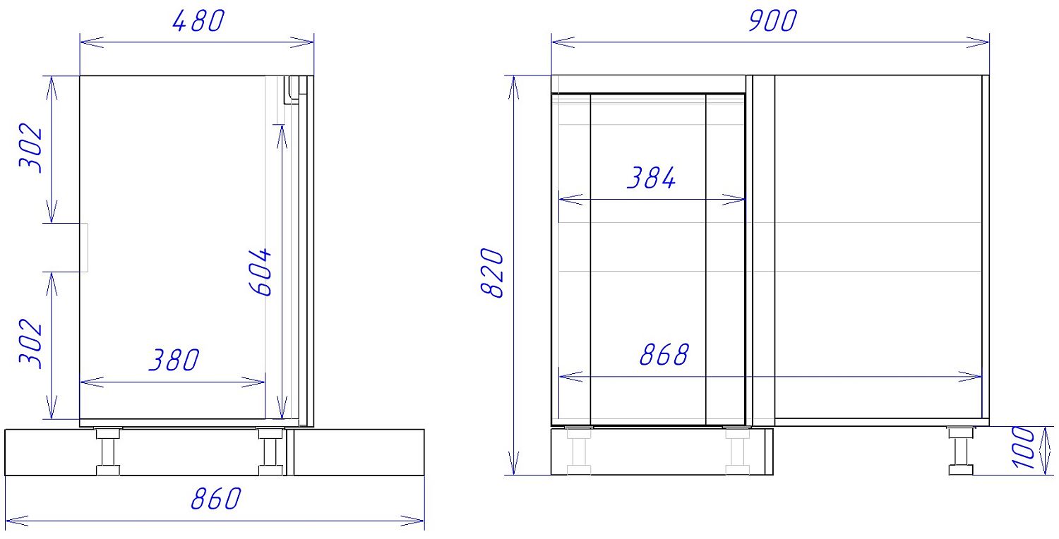 Стол под мойку угловой СМУ-100 левый, Сити (900*470*820) Дуб Галифакс натуральный, 20810