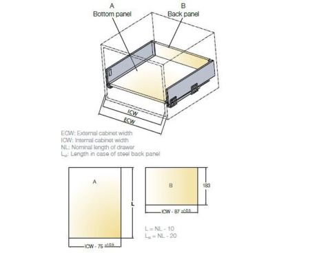 Выдвижной ящик Tekform Slimline Tacto DW182 500 мм, антрацит, 655-8H63-185-00