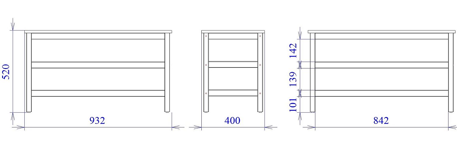 Обувница низкая, Фрея (932*400*520) Белый, 50704