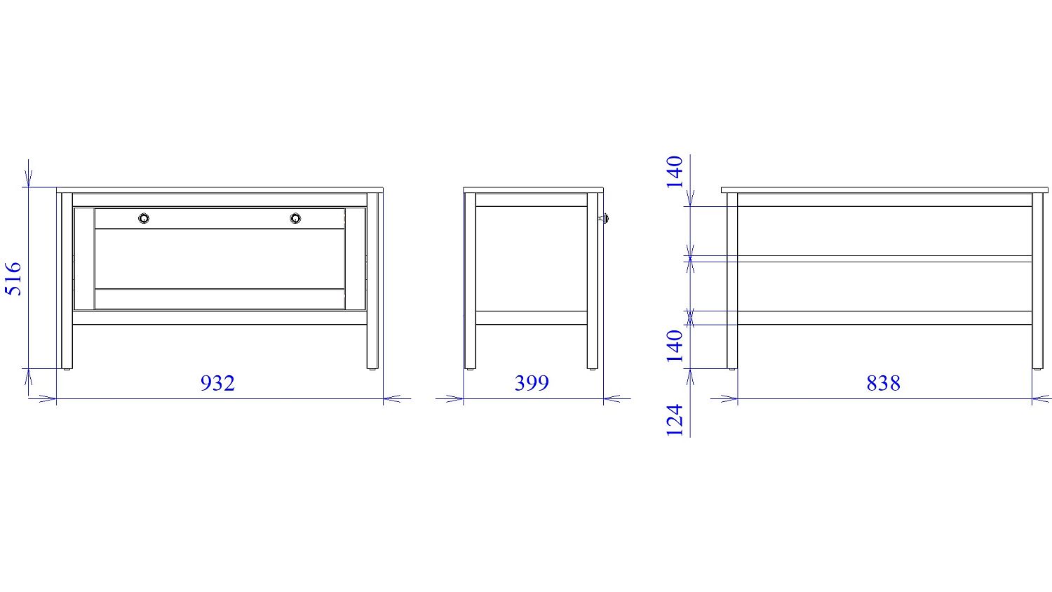 Тумба  низкая широкая, Фрея (932*399*520) Белый, 50708