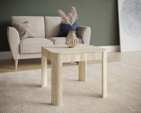 Стол журнальный, Квадро (550*550*450) Дуб галифакс белый, 61003