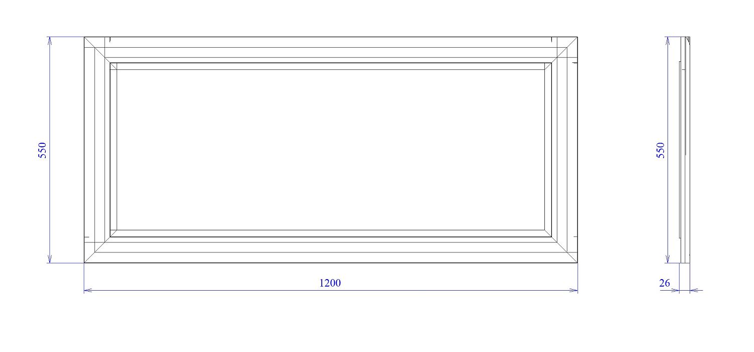 Зеркало, Мале (1200*30*550) Дуб галифакс белый, 11201