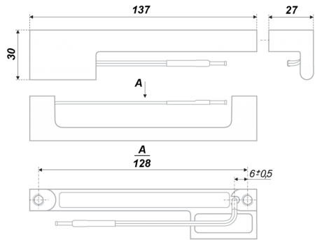Мебельная ручка, RS301CP/WWL.4/128/L