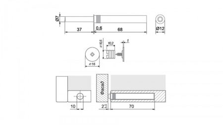 Магнитный толкатель Push-to-Open скрытого монтажа, AMF15/GR