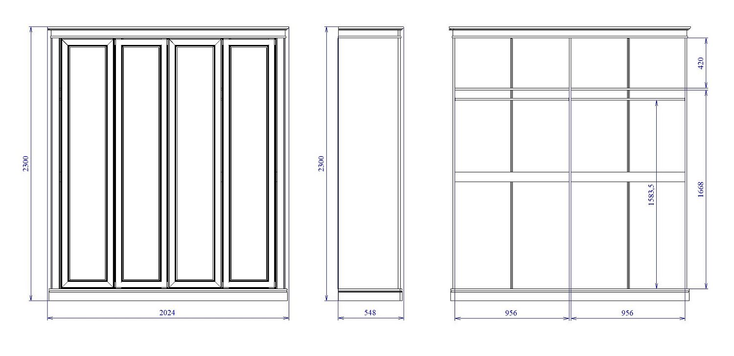 Шкаф 4-х дверный, Сиена (2024*548*2300) Береза бежевая, 12315