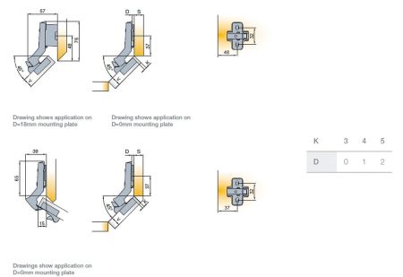 Петля мебельная Titus S-Type i3 угловая (45гр) 110/48/18 мм. арт.242-0H17-650-00, 242-0H17-650-00