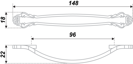 Мебельная ручка, RS430CP/W.4/96