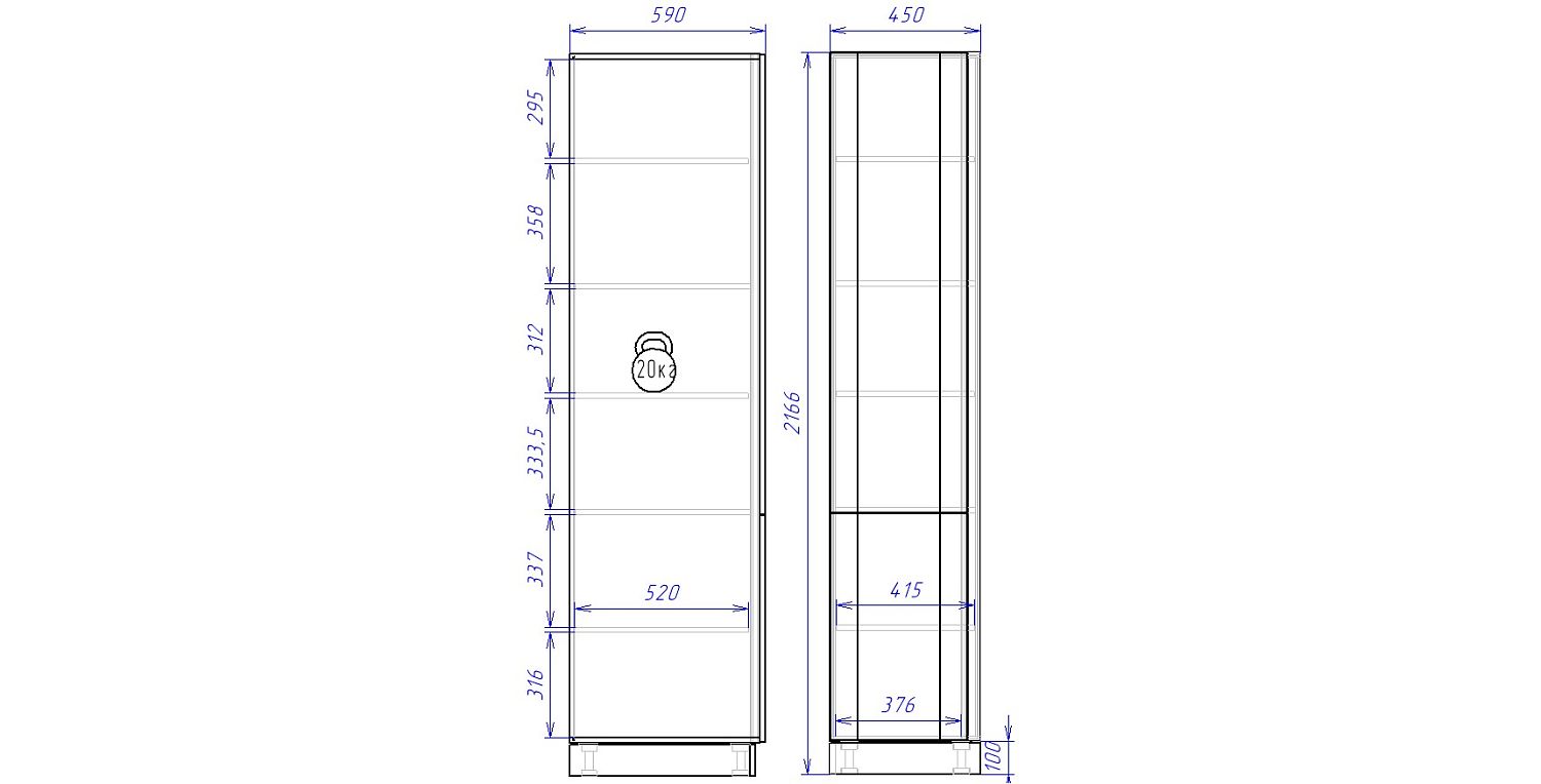 Пенал ПГ-45, Сити (450*590*2166) Дуб Галифакс натуральный, 20816