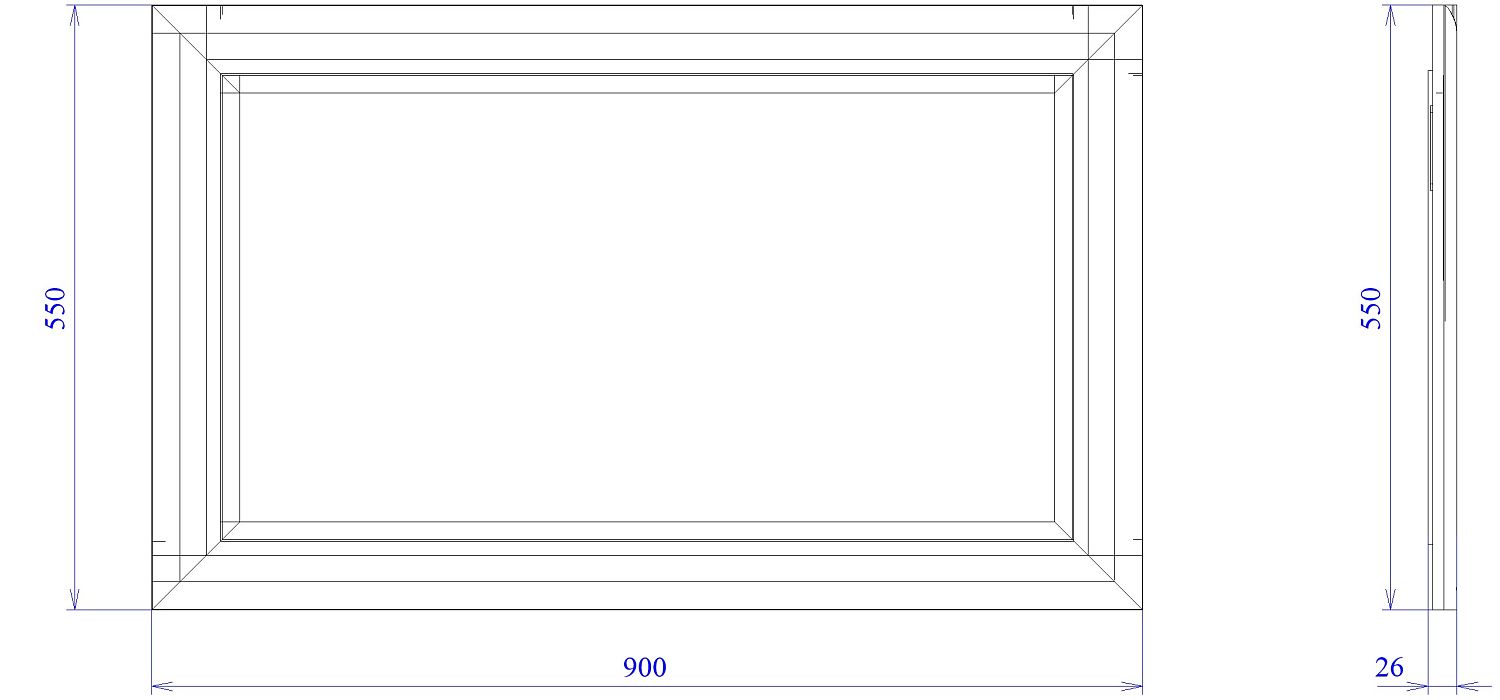 Зеркало малое, Мале (900*30*550) Дуб галифакс белый, 11202