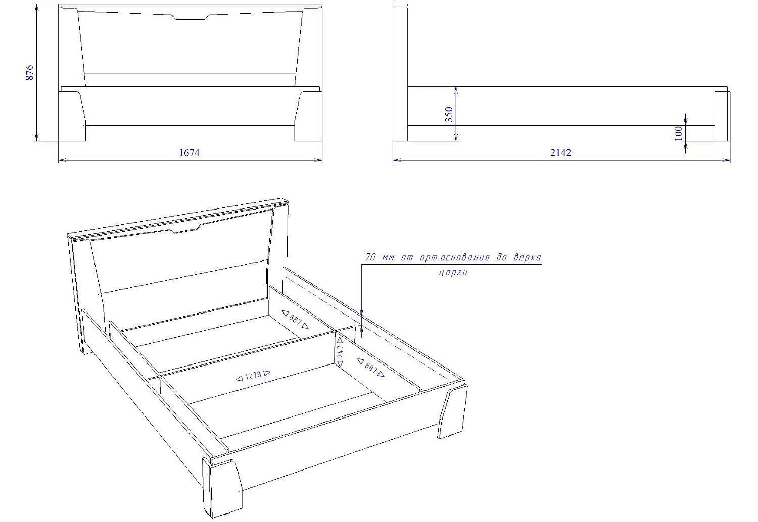 Кровать Люкс 1600 с подъемным механизмом, Гарда Prime (1674*2142*876), Дуб Винтерберг
