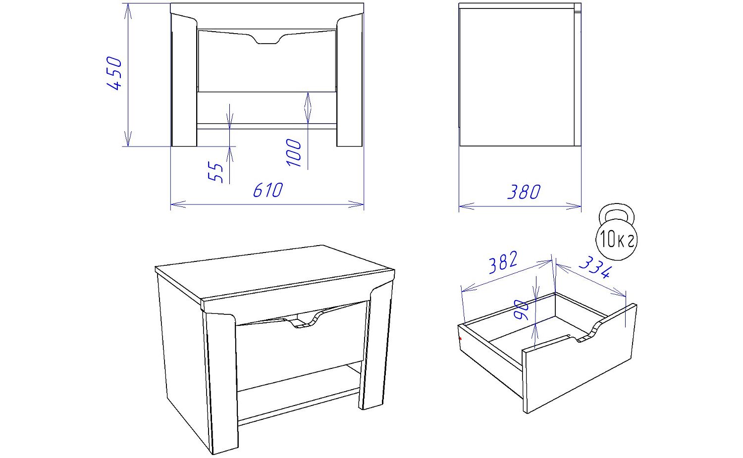 Тумба прикроватная, Гарда (610*380*450) Дуб галифакс Табак, 10209