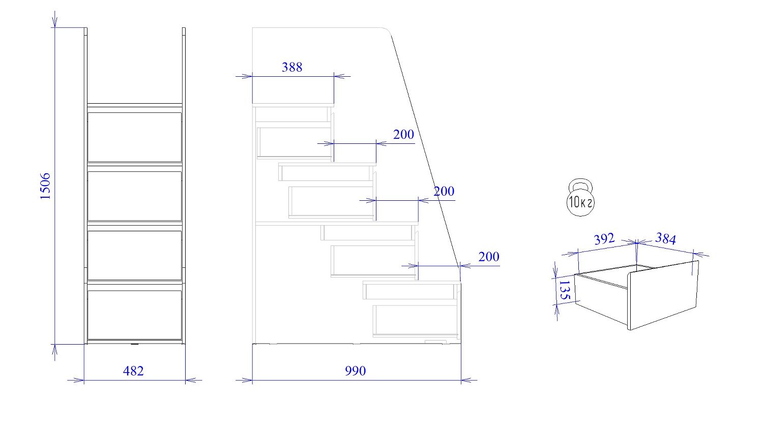Лестница приставная, Каспер (482*990*1506) Кашемир, 40203