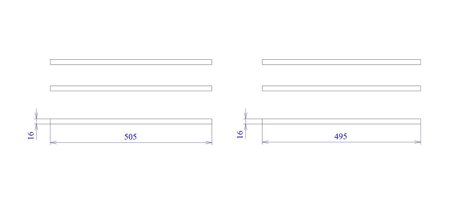 Дополнительные полки в 3-х дверный шкаф, узкие, Клер (505*495*16) Белый, 11909