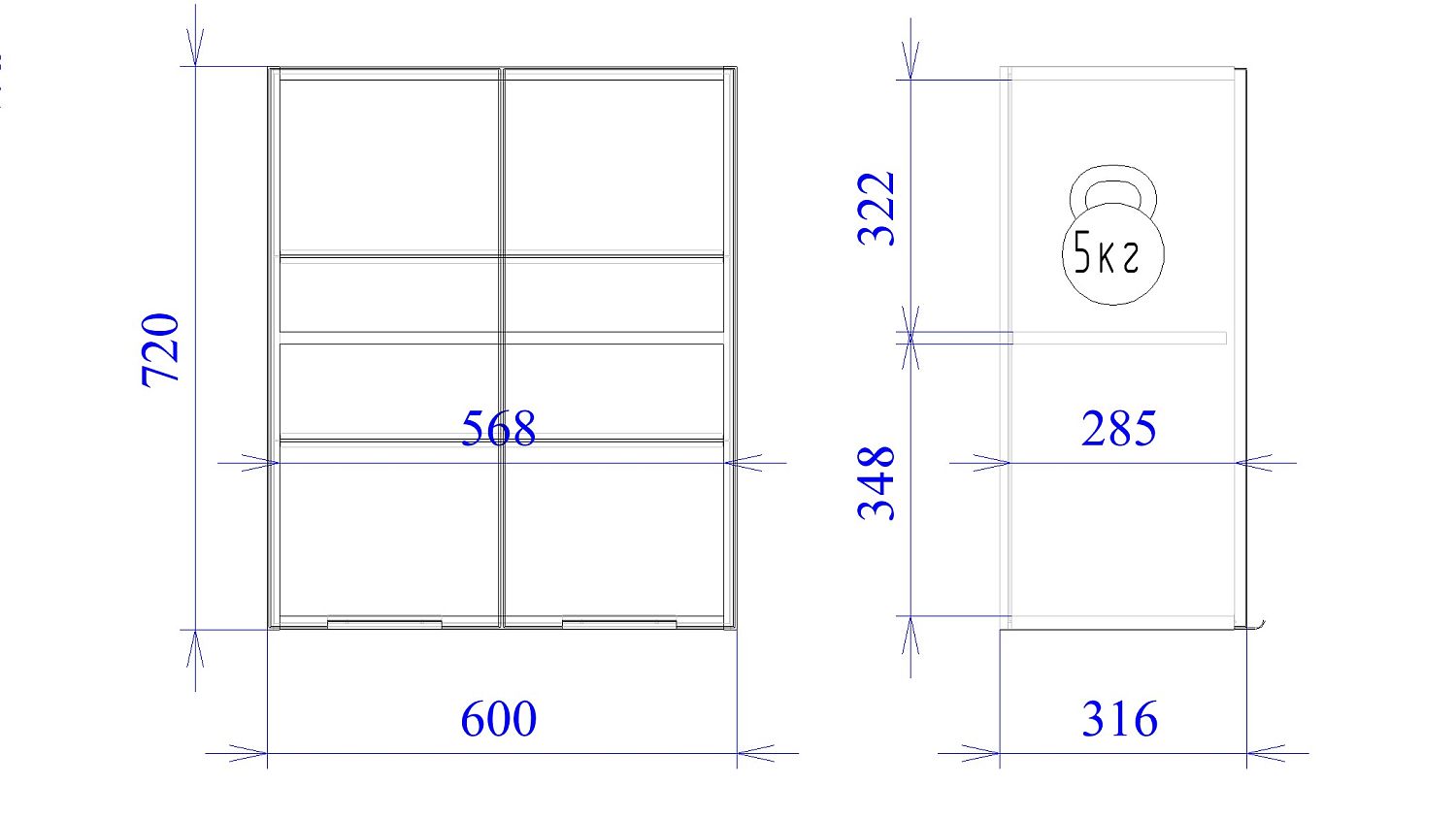 Шкаф  ШГ-60 2-х дверный, Монза (600*316*720) Экокожа Бежевый, 23144