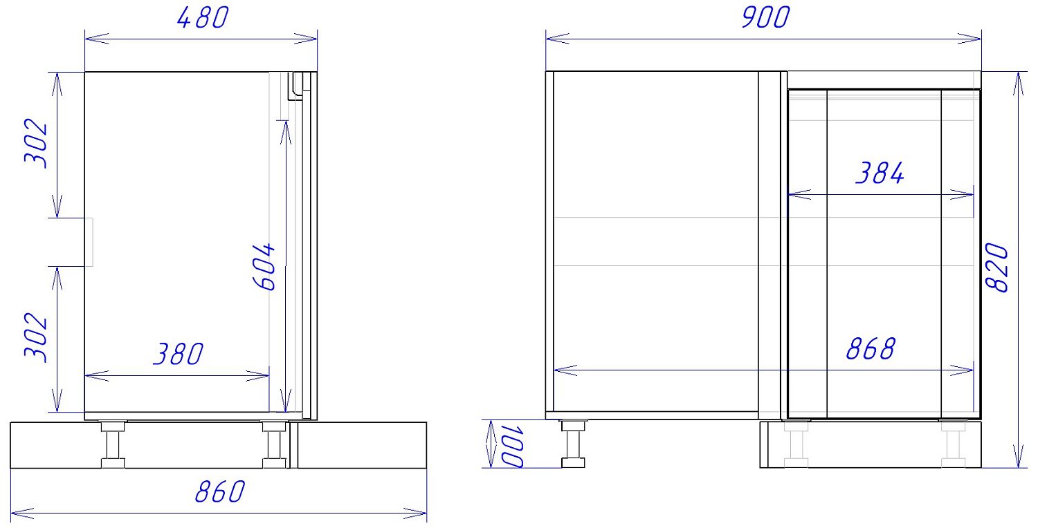 Стол под мойку угловой СМУ-100 правый, Сити (900*470*820) Дуб Галифакс натуральный, 20811