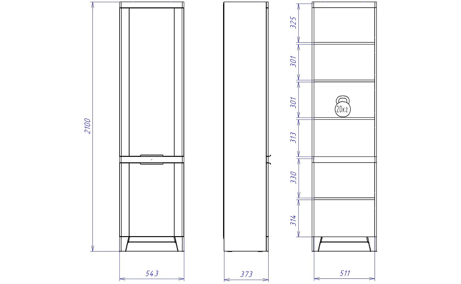 Пенал глухой, Юта (543*373*2100) Дуб Мария, 31704