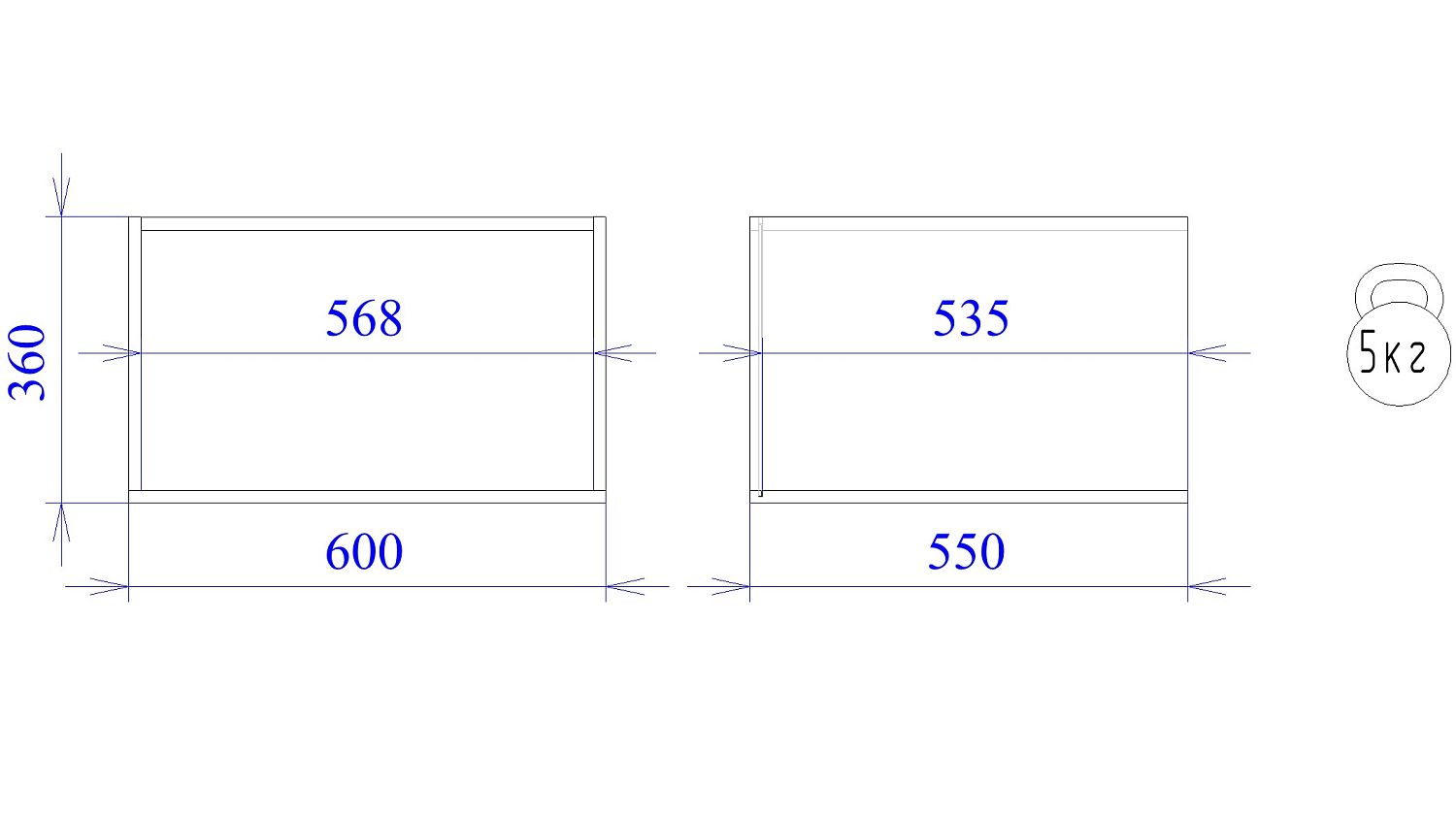 Шкаф антресоль А-60, Корпус кухни (600*550*360) Белый, 21346