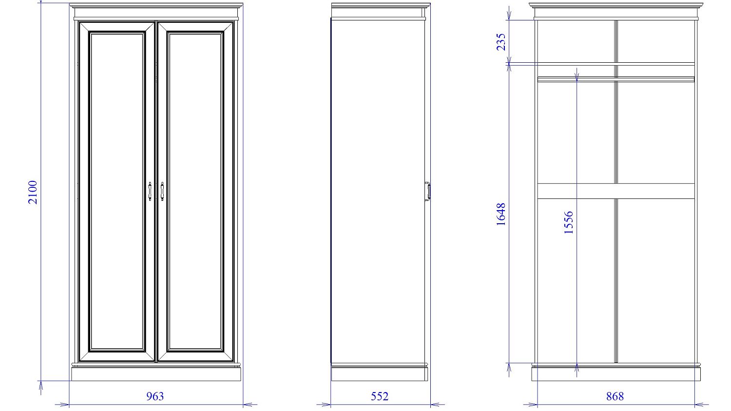 Шкаф для одежды 2-х дверный, Сиена (963*552*2100) Береза бежевая, 31804
