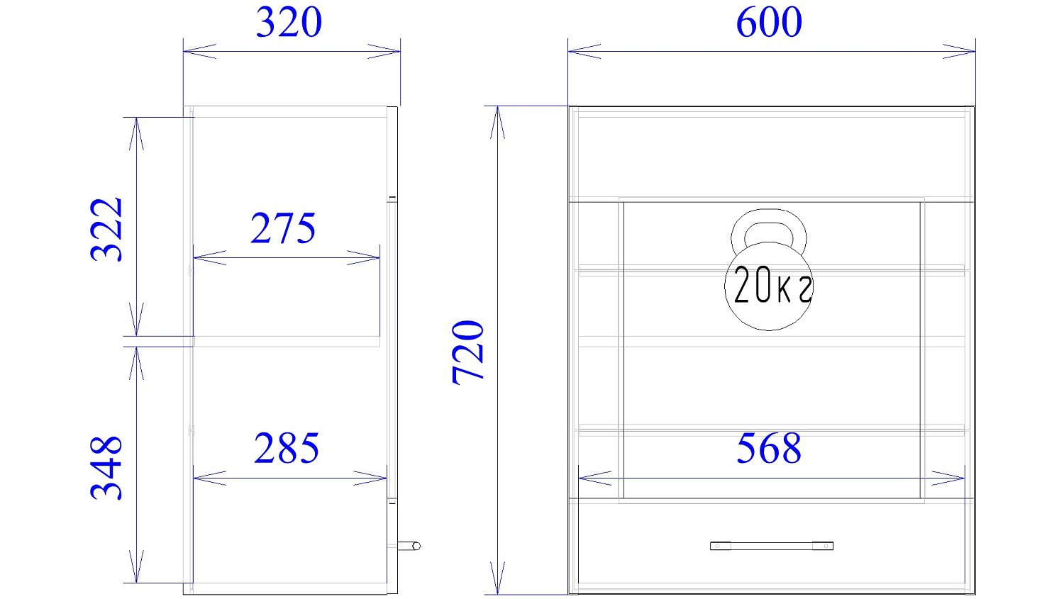 Шкаф ШГ-60, Дублин (600*320*720) Дуб галифакс белый, 21641
