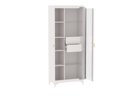 Пенал со стеклом широкий, Сиде (800*402*2006) Белый, 32202