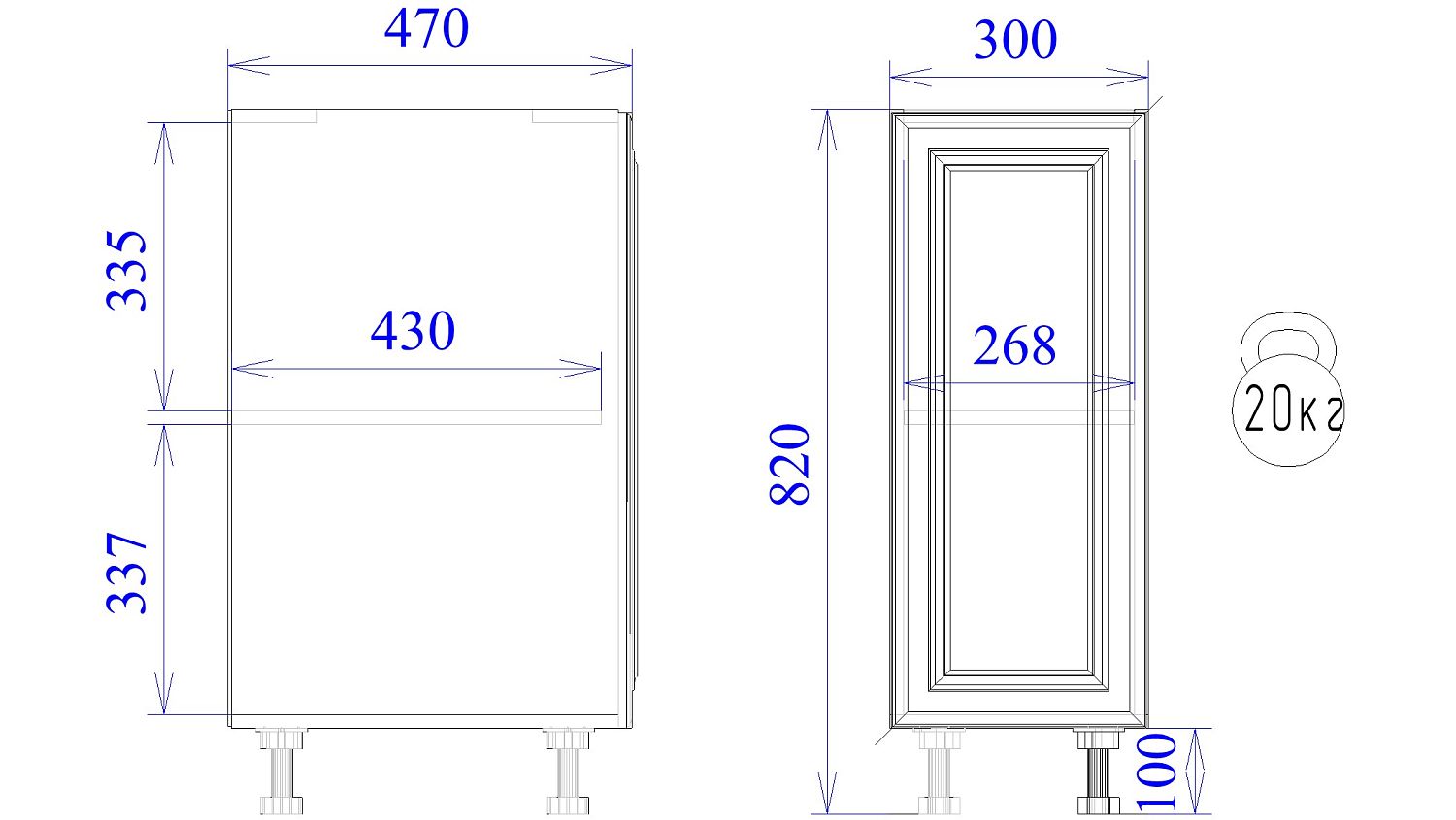Стол С-30, Бьянка (300*470*820) Белый, 21105