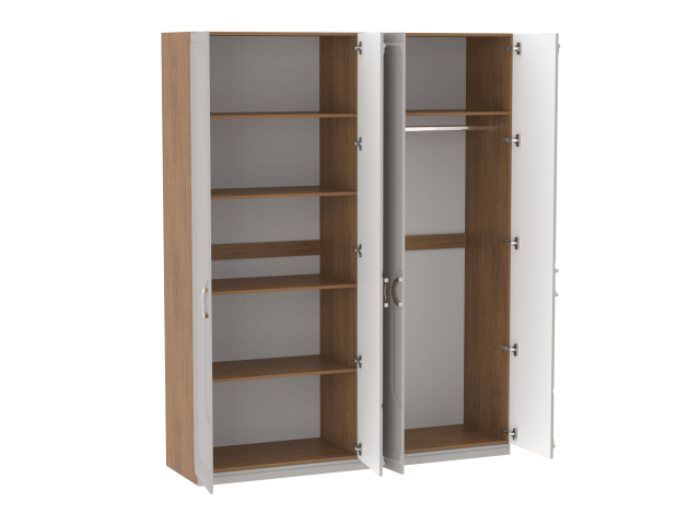 Шкаф 4-дверный с доп. полками, Палермо (1800*537*2284) Дуб Каселла коричневый/Экокожа Мокко