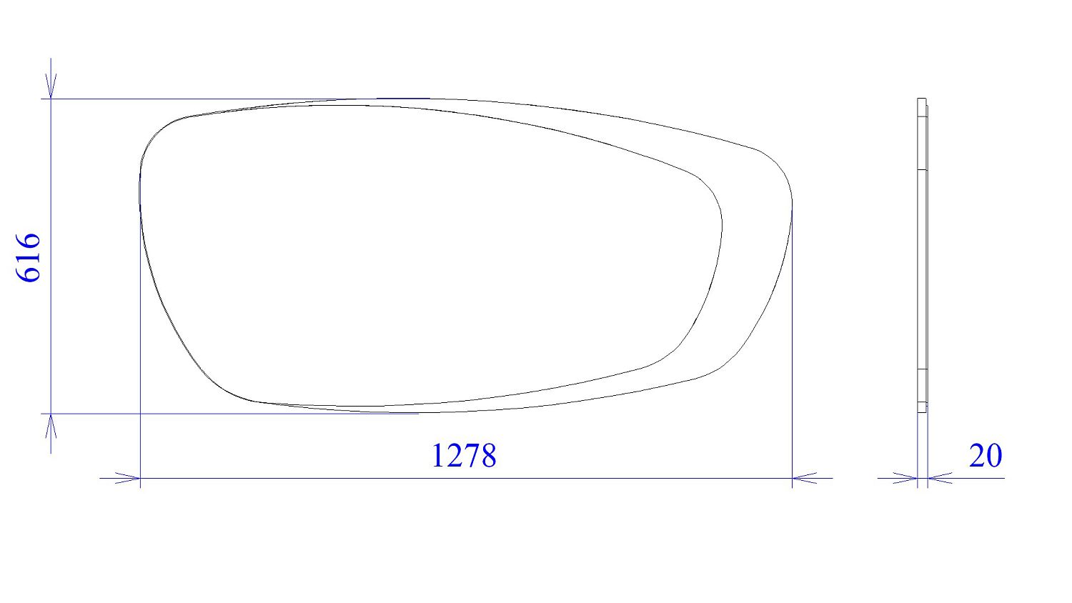 Зеркало, Палермо (1278*20*616) Дуб Каселла коричневый, 12804