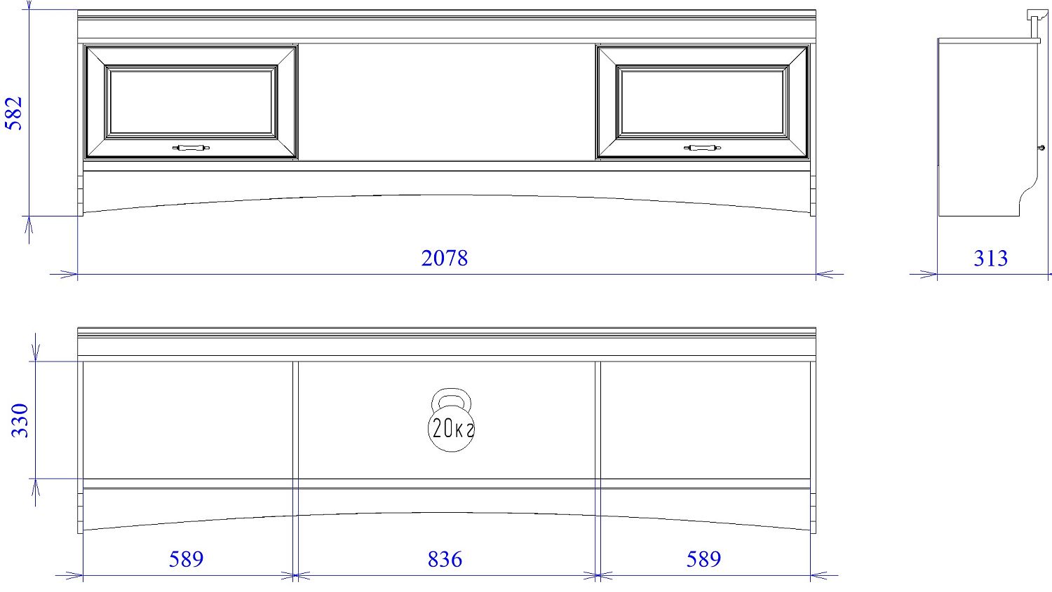 Шкаф-полка навесная, Сиена (2078*313*582) Береза бежевая, 31809