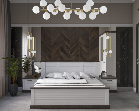 Кровать 1600 с подъемным механизмом, Кантри (1880*2095*1008) Сосна Андерсен, Орех риббек темный