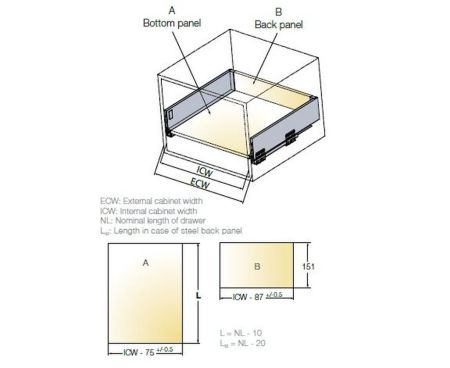 Выдвижной ящик Tekform Slimline Tacto DW145 450 мм, антрацит, 655-8G62-185-00