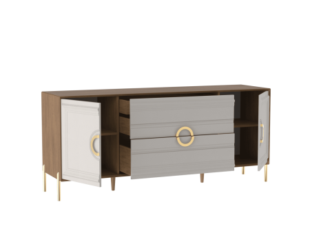 Комод широкий, Палермо (1824*472*782) Дуб Каселла коричневый/Экокожа Мокко, 12807