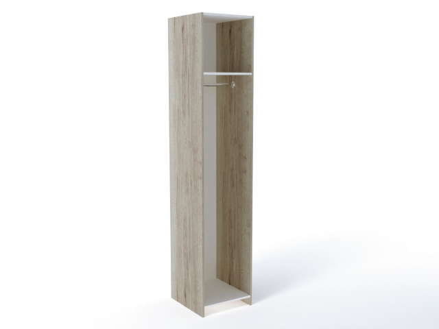 Шкаф 1-но дверный с декоративным обкладом, Мале (542*544*2316) Дуб галифакс белый