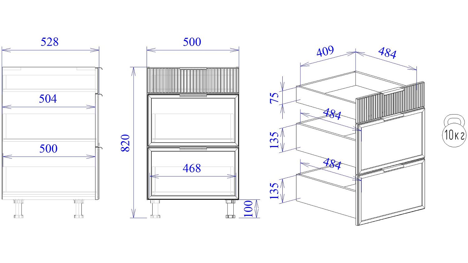 Стол с ящиками СЯ-50 (140/284), Берта (500*528*820) Светлый Мокко, 22926