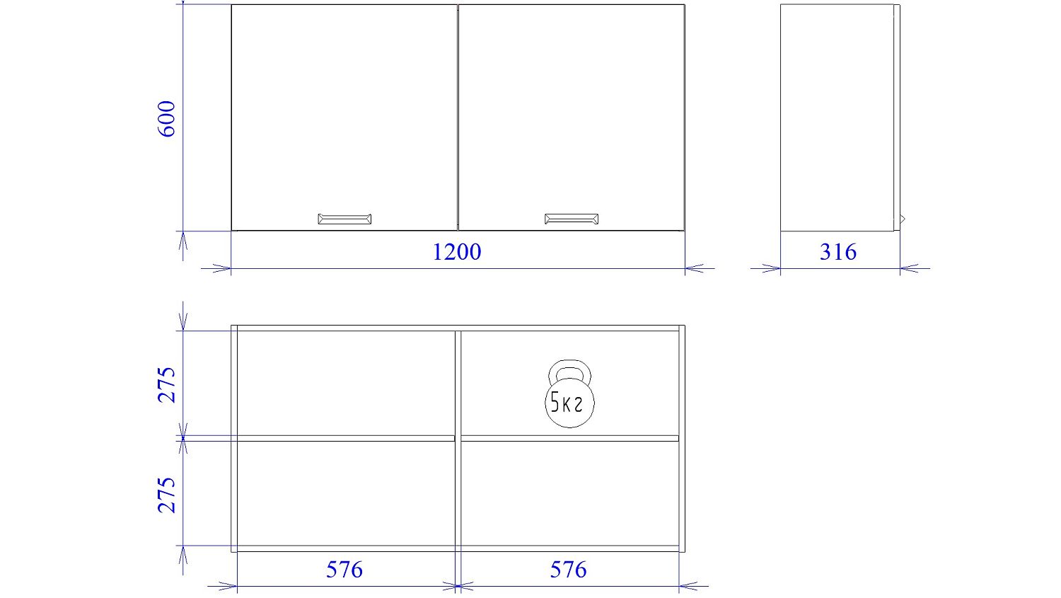 Шкаф ШГ-120, Смарт (1200*316*600) Серый, 22606