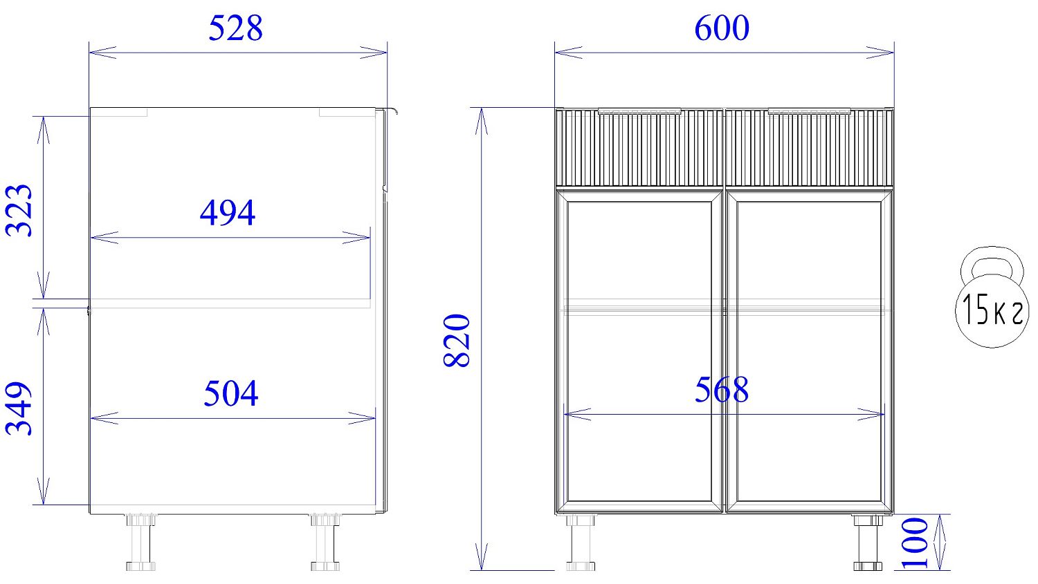 Стол 2-х дверный С-60, Берта (600*528*820) Светлый Мокко, 22915